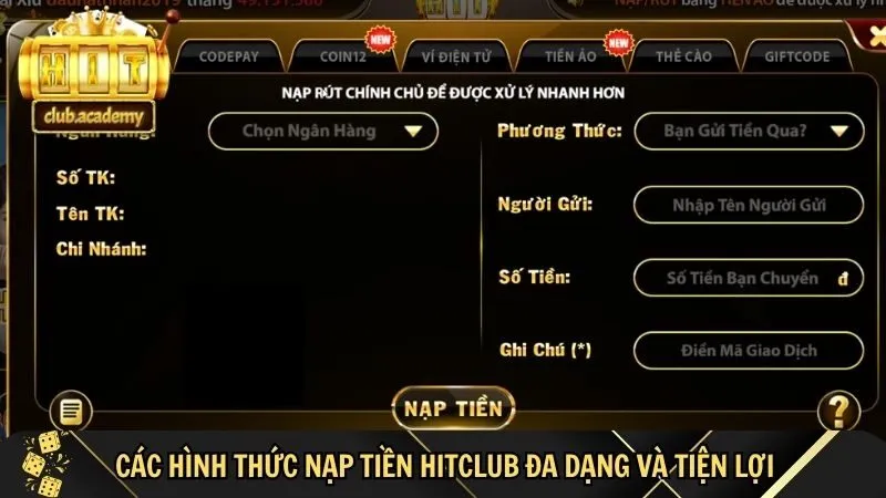 tong hop cac hinh thuc nap tien hitclub Tổng hợp các hình thức nạp tiền HitClub